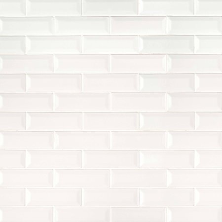 Msi Whisper White Beveled SAMPLE Ceramic Mesh-Mounted Mosaic Wall Tile ZOR-MD-0162-SAM